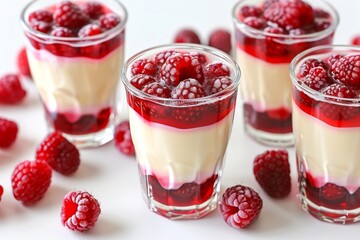 Creamy raspberry parfait with layers of granola and fresh mint, ideal for dessert photography and healthy eating enthusiasts