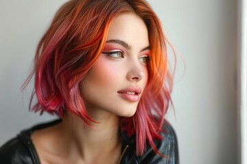 Fototapeta premium Stylish woman with Ombre Bob short