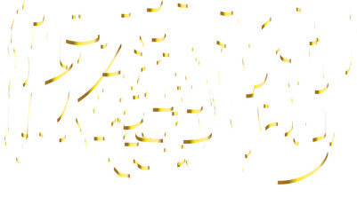 Golden glitter confetti falling down on transparent background. Vector illustration.