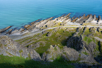 Scenic road to Hamningberg through the rocky landscape, Norway