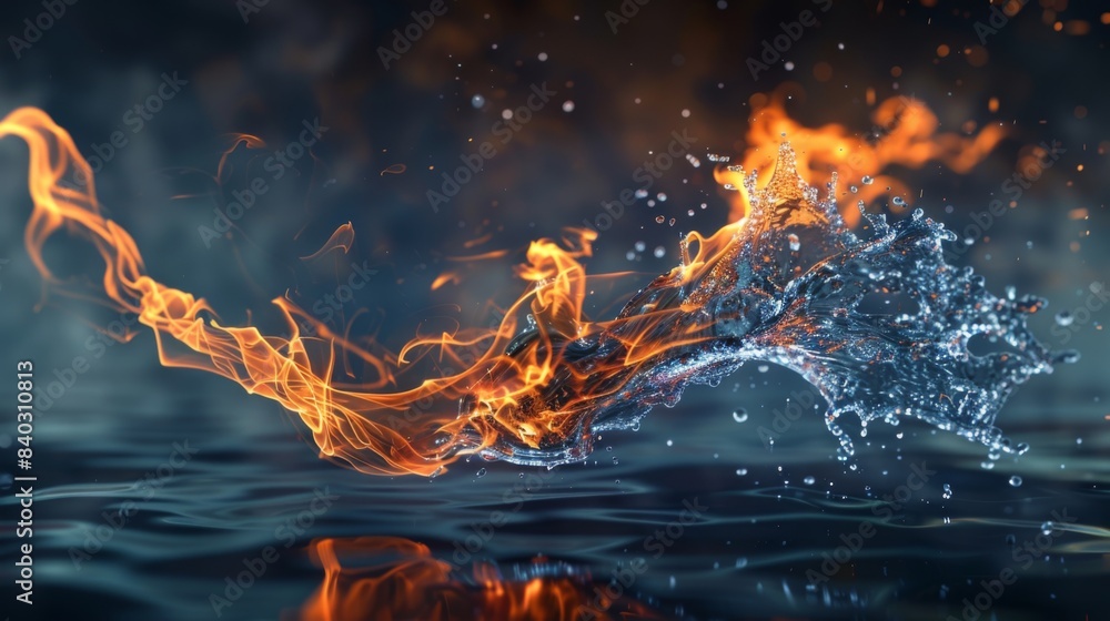 Poster An abstract shape combining flame and water