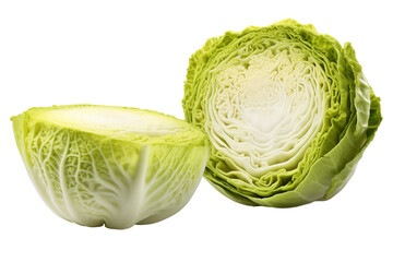 Fototapeta premium A Crisp, Delicate Half of Napa Cabbage, Ready for a Culinary Adventure
