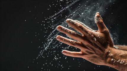 Fototapeta premium High-speed capture of hands clapping, releasing a burst of white powder