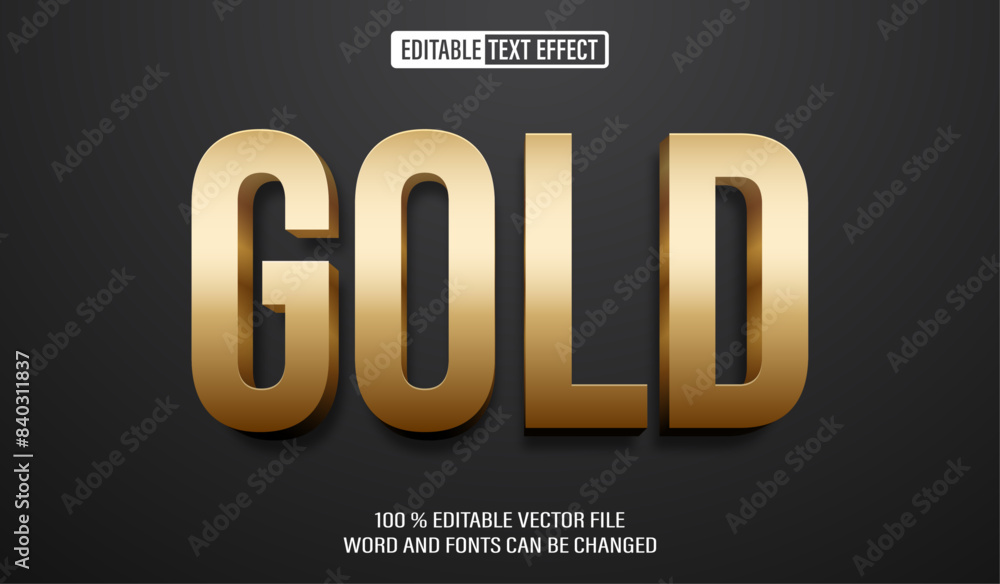 Aufkleber editable 3d text style effect - golden bold text effect template