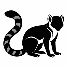 black and white silhouette lemur 