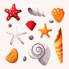 seashells element set, summer element set