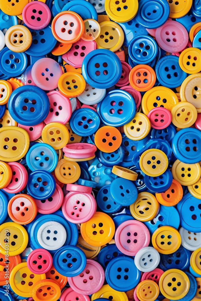 Poster creative backdrop crafted with an assortment of varied buttons for unique visual appeal