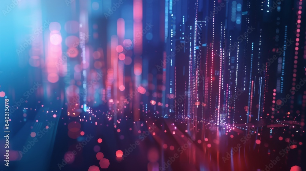Leinwandbilder Big data connection technology. Cityscape telecommunication and communication network concept.