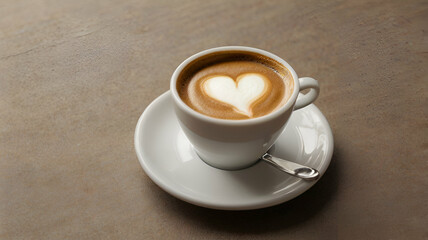 Fototapeta premium A cup of coffee with heart shape cream