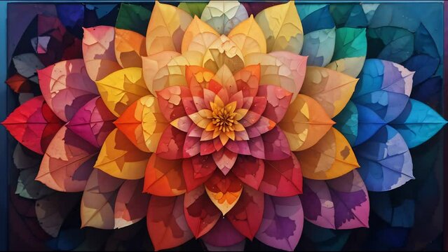 nature-inspired watercolor, complex watercolor mandala art with geometric designs symbolizing natures beauty and balance in intricate detail