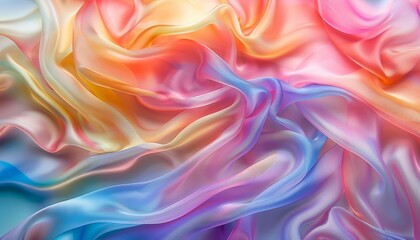 Obraz premium Soft pastel silk waves calming abstract background with ample space for text placement