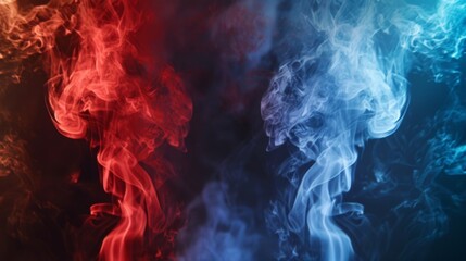 Blue smoke vs red smoke abstract