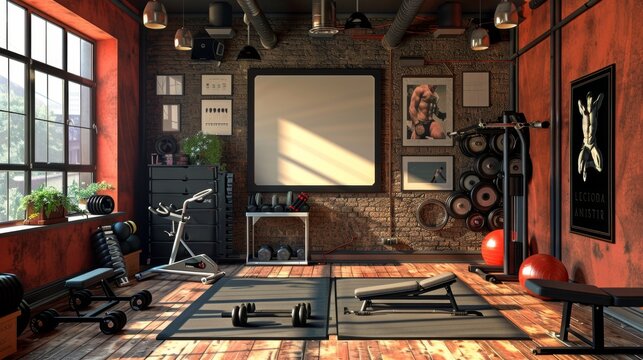Elite Athlete's Personal Sanctuary Home Gym with HighEnd Equipment Trophies and Motivational Posters for Peak Performance and Success
