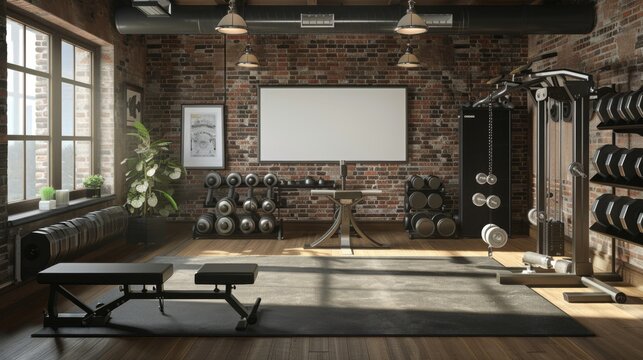 Elite Athlete's Personal Sanctuary Home Gym with HighEnd Equipment Trophies and Motivational Posters for Peak Performance and Success