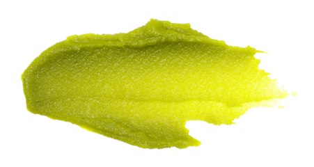 Wasabi paste spread isolated on white, top view, clipping