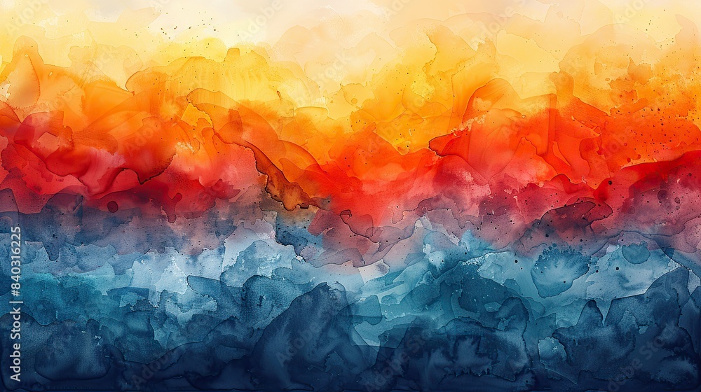 Poster colorful abstract background watercolor painting on canvas with a soft orange gradient fragment of a