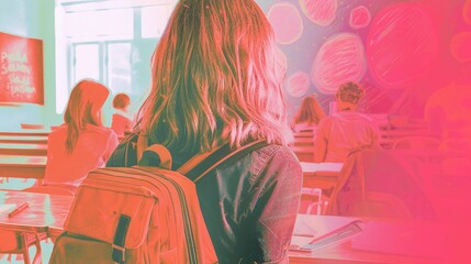 school children walk to their classes, back to the school theme