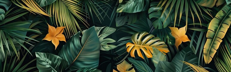 columns in the tropics on a textured background in a watercolor style photo wallpaper in the interior. AI generated illustration