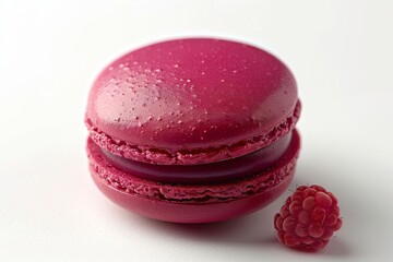 Elegant pink macaron with a glossy finish, ideal for dessert photography and gourmet baking enthusiasts