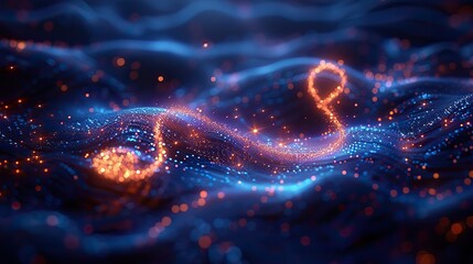 three dimensional abstract digital clef treble on blue background accompanied by stars symbols of music school clef signs treble notes poster art and song staffs.illustration