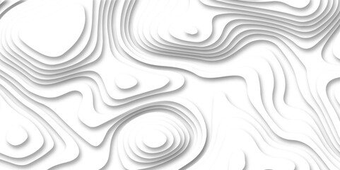 Fototapeta premium Abstract white paper cut background with line. 3d topography relief. Vector topographic illustration. realistic papercut decoration textured with wavy layer and shadow. seamless pattern wave design.