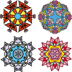 Vector vintage style  colorful ornament collection