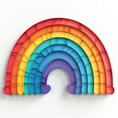 Obraz premium Colorful rainbow illustration with vibrant hues and abstract design on a white background, perfect for bright and cheerful projects.