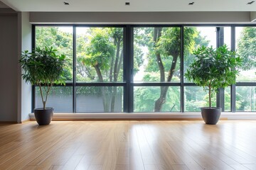 Sunlit Room with Wooden Floor and Indoor Plants