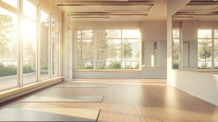 Fototapeta premium Elegant Ballet Studio with Pointe Shoes Mirrors and Blank Business Cards Professional Dancers Rehearsal Space
