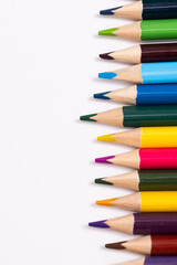 Color pencils for school, background with colorful pencils, colorful pencils isolated on white background,color pencils with different color,colorful crayons background 