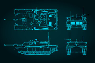 M1 Abrams tank blueprints illustration
