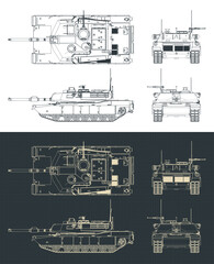M1 Abrams tank blueprints illustrations