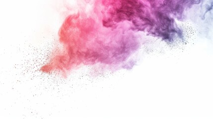 Obraz premium Colorful powder explosion on white background. Abstract pastel color dust particles splash.