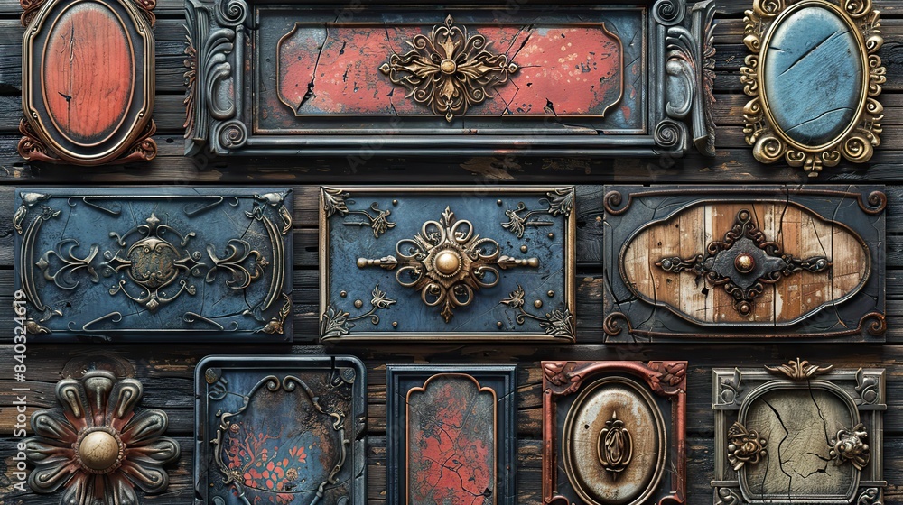 Poster game ui fantasy frames rank frames ui game borders evolution wooden medieval ancient facecam menu a 