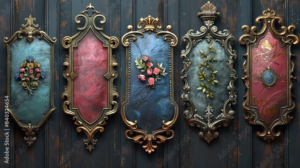 Poster game ui fantasy frames rank frames ui game borders evolution wooden medieval ancient facecam menu a 
