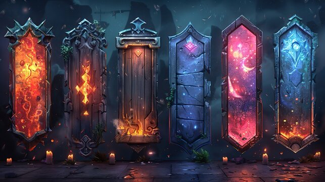 game ui fantasy frames rank frames ui game borders evolution wooden medieval ancient facecam menu a beautiful fantastic children s play template isolated on background.stock illustration