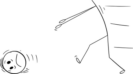 Person lost his mind or head, vector cartoon stick figure or character illustration.
