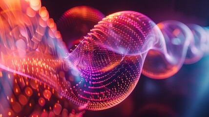 Abstract image of glowing neon waves in various colors, representing technology and digital innovation.
