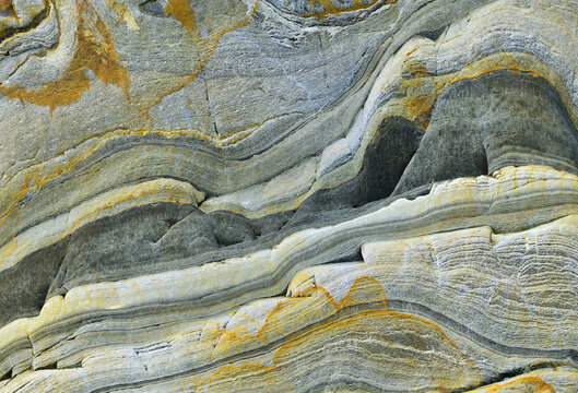 Intricate rock formations with natural layering and textures