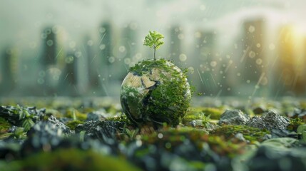 Eco friendly, green company culture concept. Carbon neutral and net zero target. Sustainable enviroment and business. Social responsibility. Build eco and green community. World environment day.