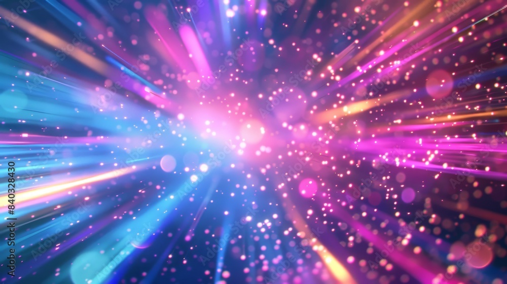 Poster explosion colorful rays. shine dynamic scene. magic moving fast lines. hologram display. bright blur
