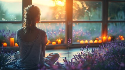 A serene image of a person enjoying a soothing aromatherapy session, surrounded by the calming scents of lavender and chamomile