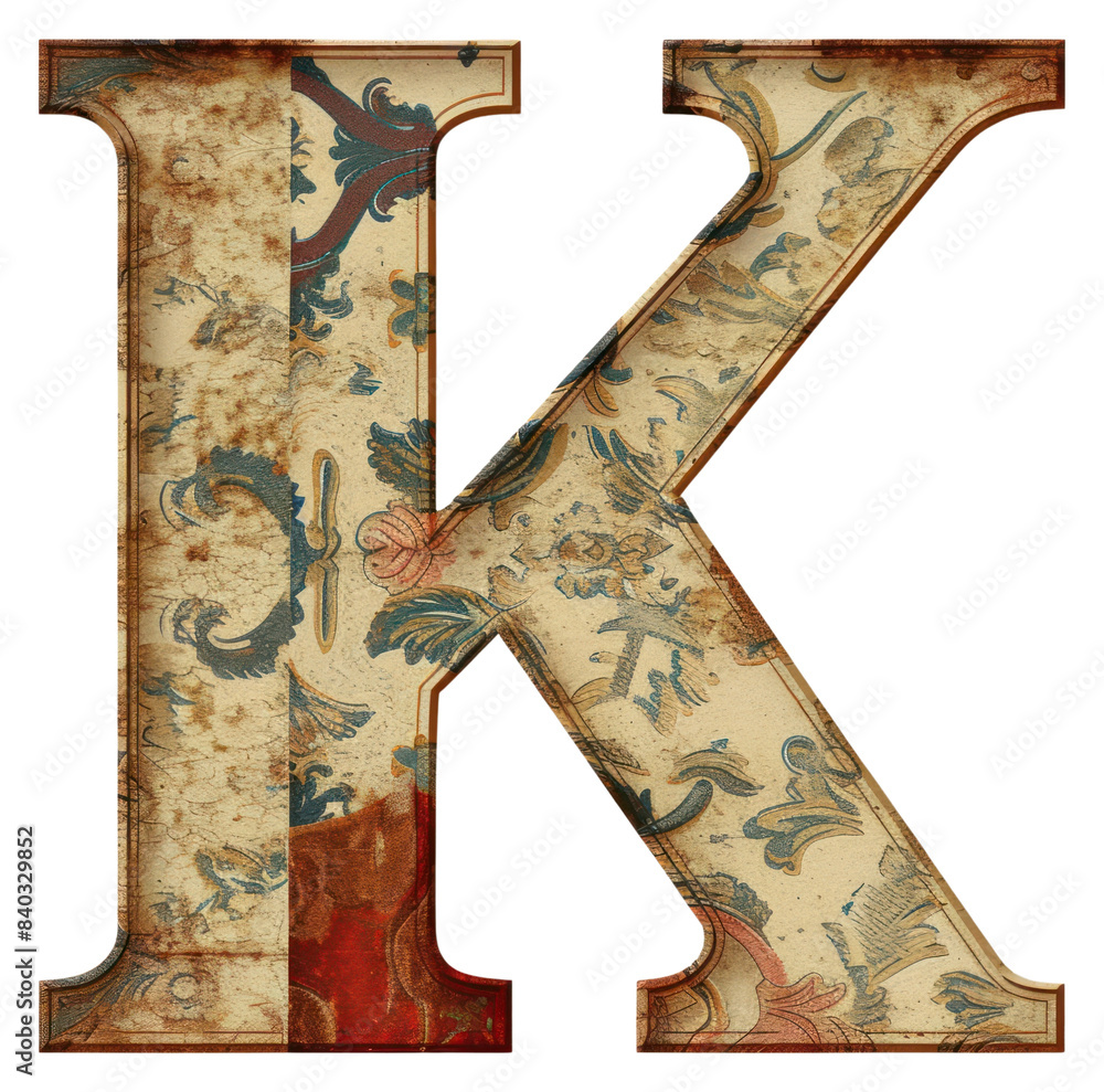 Canvas Prints png vintage alphabet k art text old.