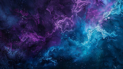 Obraz premium Explore a mesmerizing blend of deep blues and purples in this abstract cosmic artwork