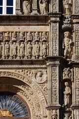Fototapeta premium Santiago de Compostela (Spain). Architectural detail of the façade of the Royal Hospital of Santiago de Compostela