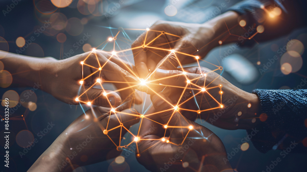 Poster artistic image of connected hands representing collaboration in the digital age