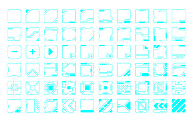 60 rounded square frame hud future modern  design for sci-fi game design user interface.	