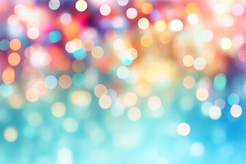 Obraz premium Festive cheerful bokeh background blurred glitter joy blue orange. AI generated.