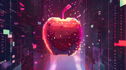 Pixel Apple in Digital World