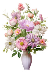 Obraz premium PNG A bouquet of different flowers vase blossom petal.